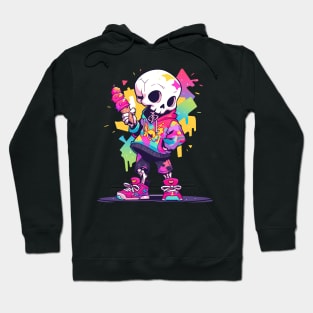 Cute and Creepy Fun Skater Skeleton Pastel Goth Design Hoodie